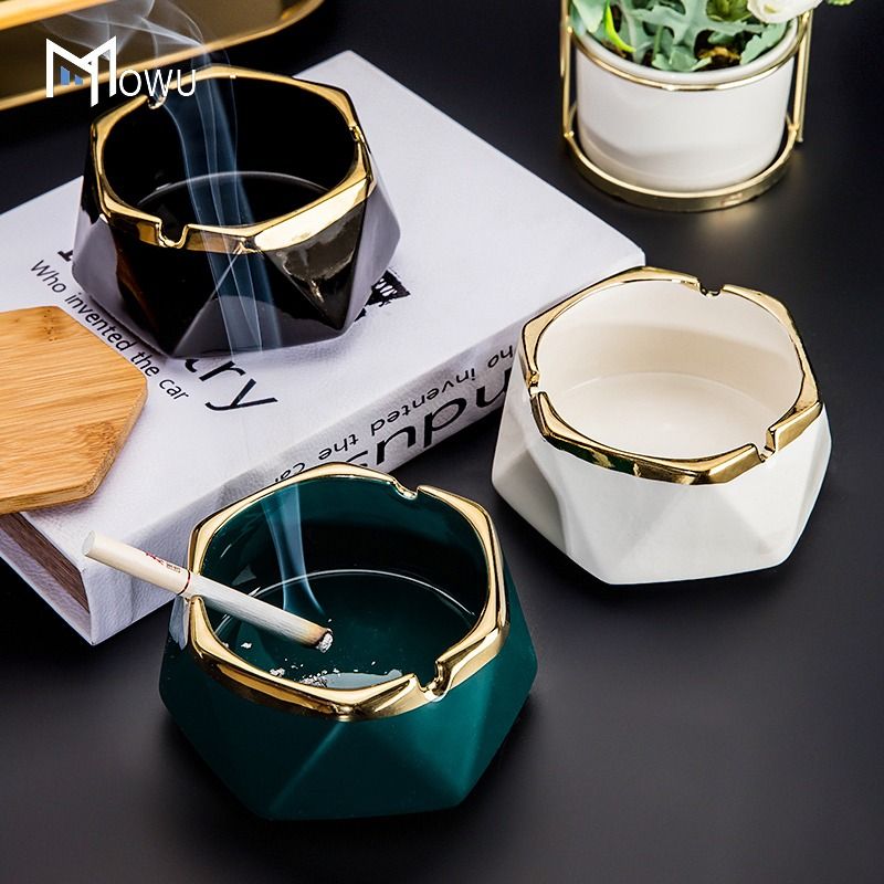 新疆包邮轻奢陶瓷烟灰缸家用客厅创意烟缸高级感办公室高端大气网