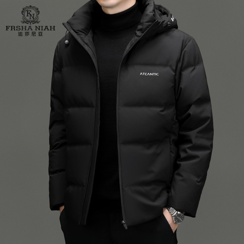 法莎尼亚连帽羽绒服男冬季新款休闲时尚潮流保暖中年男士鸭绒外套