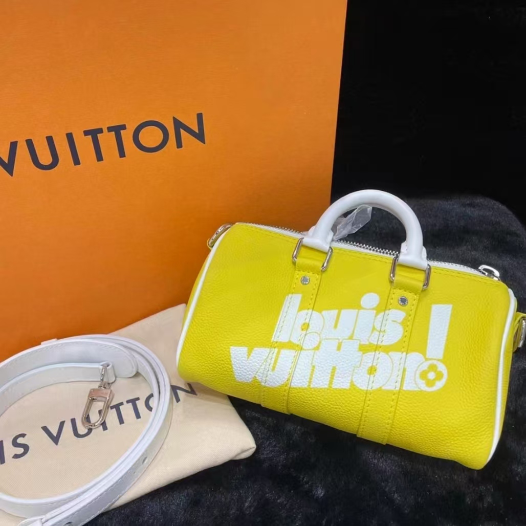 99新 LouisVuitton/路易威登 蓝总专场/柠檬黄 keepall xs 单肩包