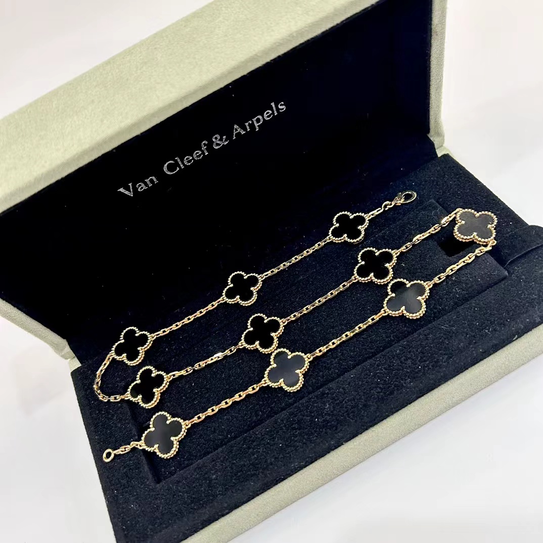 99新 梵克雅宝 蓝总专场/黑玛瑙 10花 项链