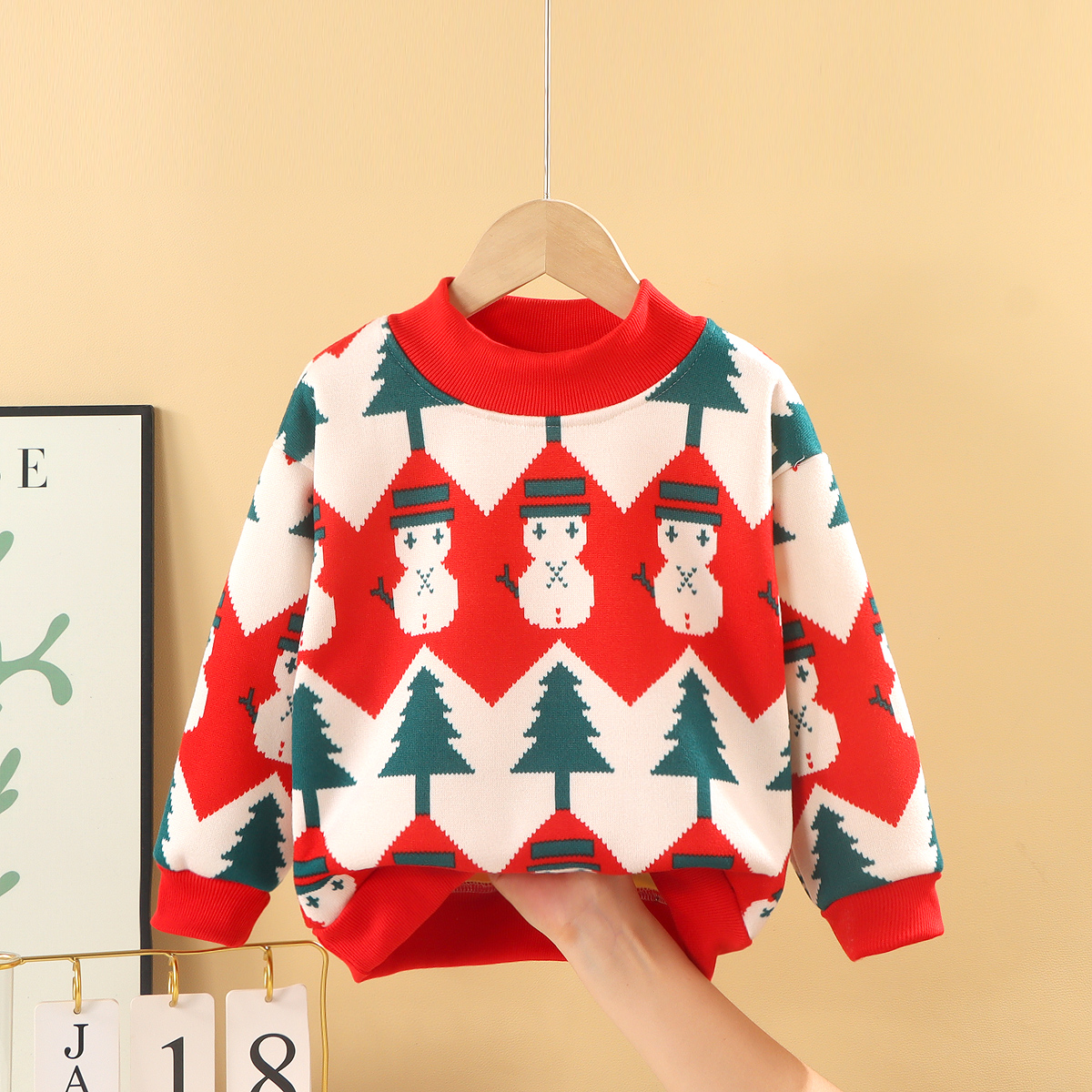 加绒卫衣男女童洋气时尚休闲针织潮款儿童卡通时尚卫衣毛衣