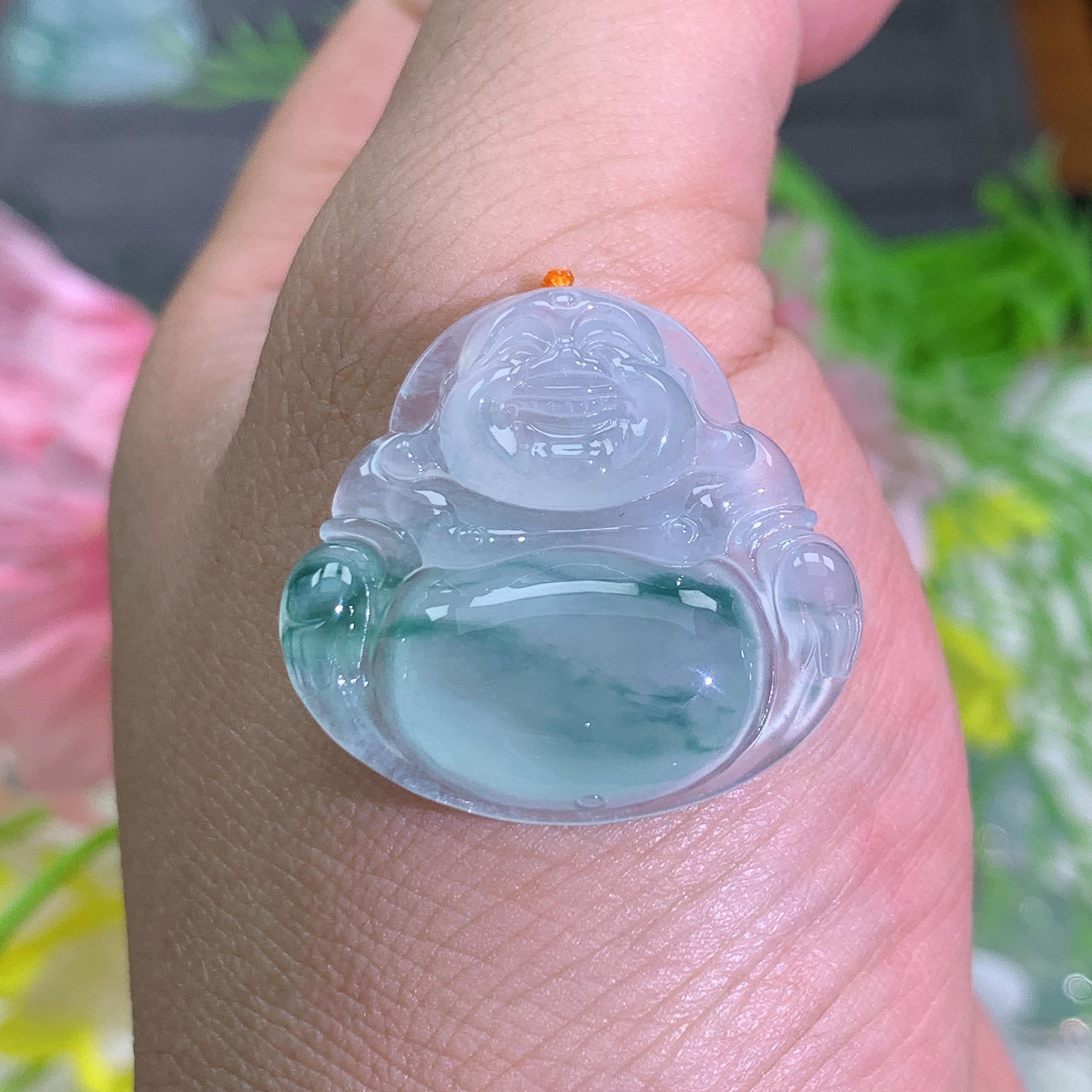 缅甸翡翠A货冰种飘花佛公阁吊坠挂件尺寸冰透百搭气质玉石妈妈精