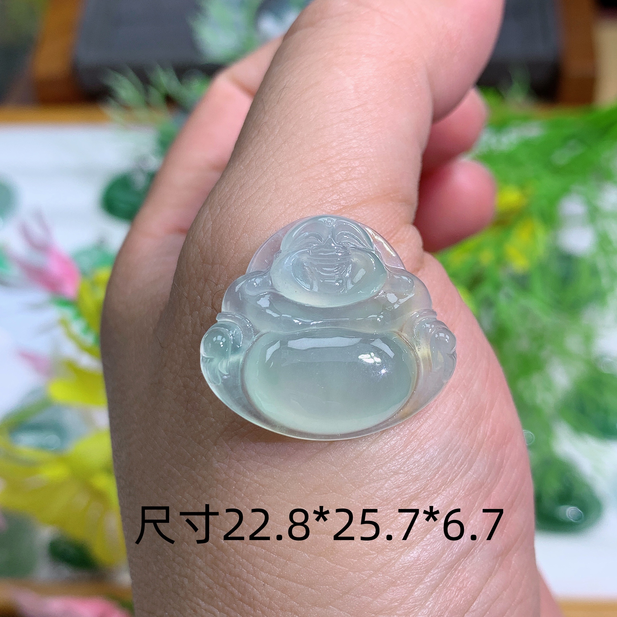 缅甸翡翠A货冰种晴水佛公钟吊坠挂件尺寸玉石妈妈精美精致百搭水