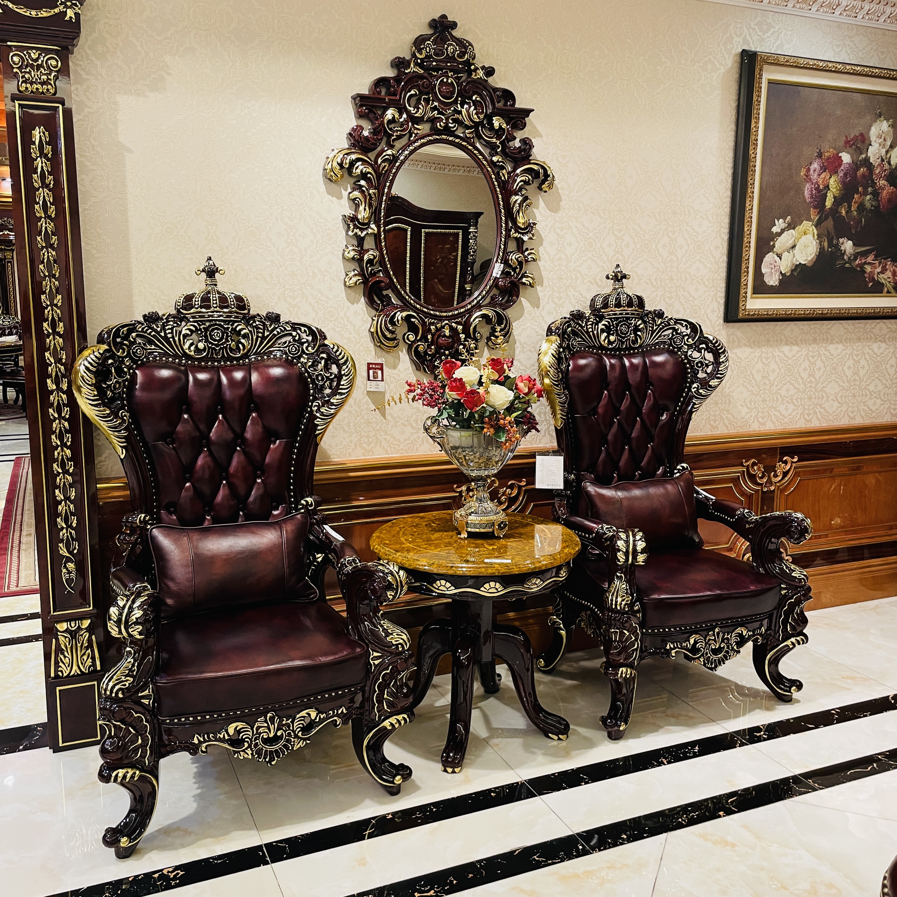 宝居乐F68休闲椅书椅办公椅欧式真皮实木框架皇冠系列钢琴烤漆