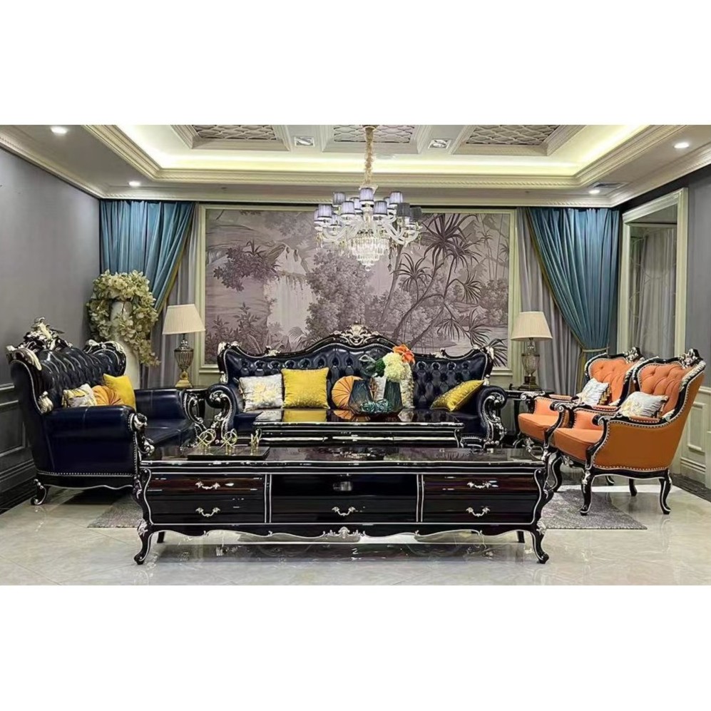 宝居乐法式奢华别墅16件成套家具黑檀实木雕花QS311