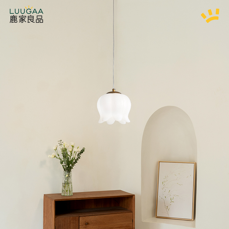 鹿家良品 万物/铃兰吊灯现代简约玄关法式奶油风卧室床头灯具