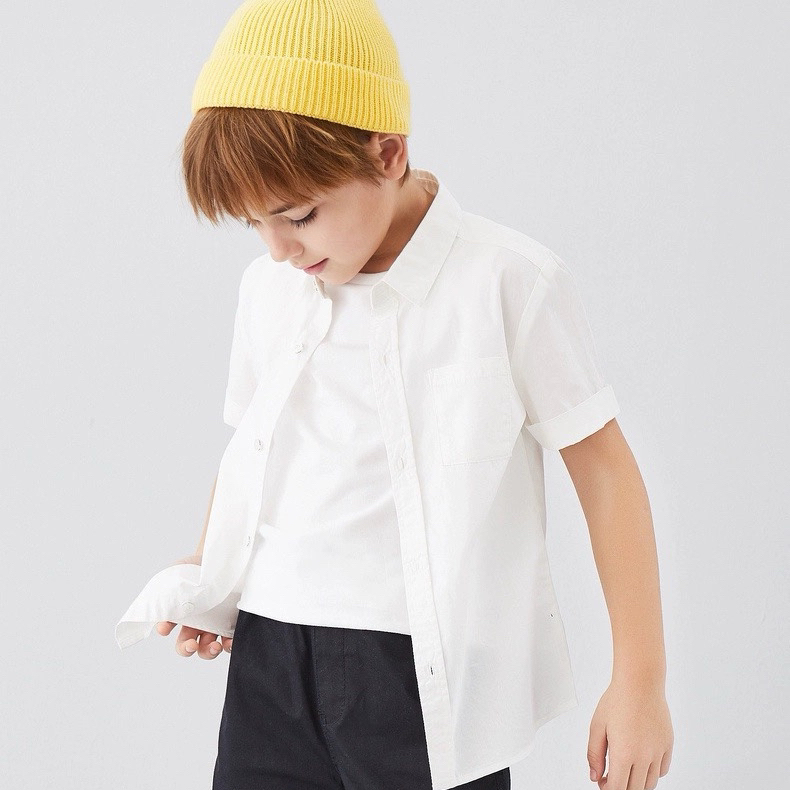 安家男童短袖翻领衬衫中大童时尚条纹上衣时尚休闲潮衣服