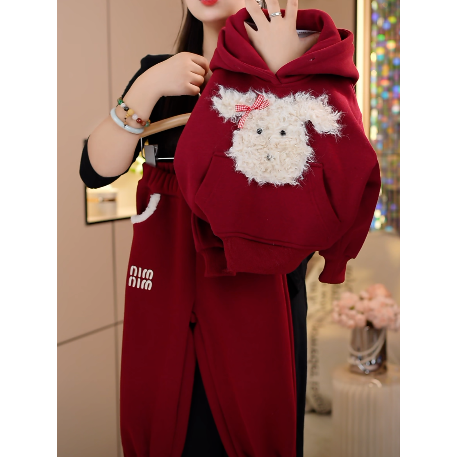 现货-女童冬季套装2024新款中大童休闲卫衣加绒加厚升级版