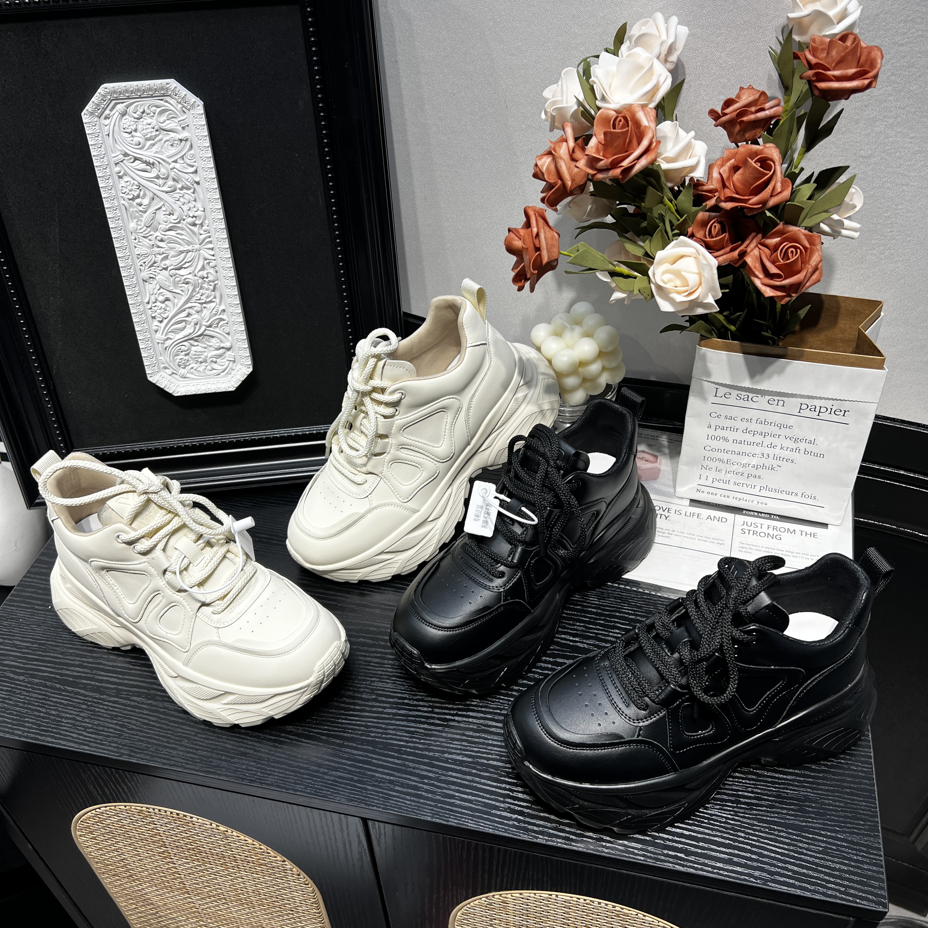 春季新款透气百搭休闲鞋厚底复古老爹鞋 X 检 7963-2