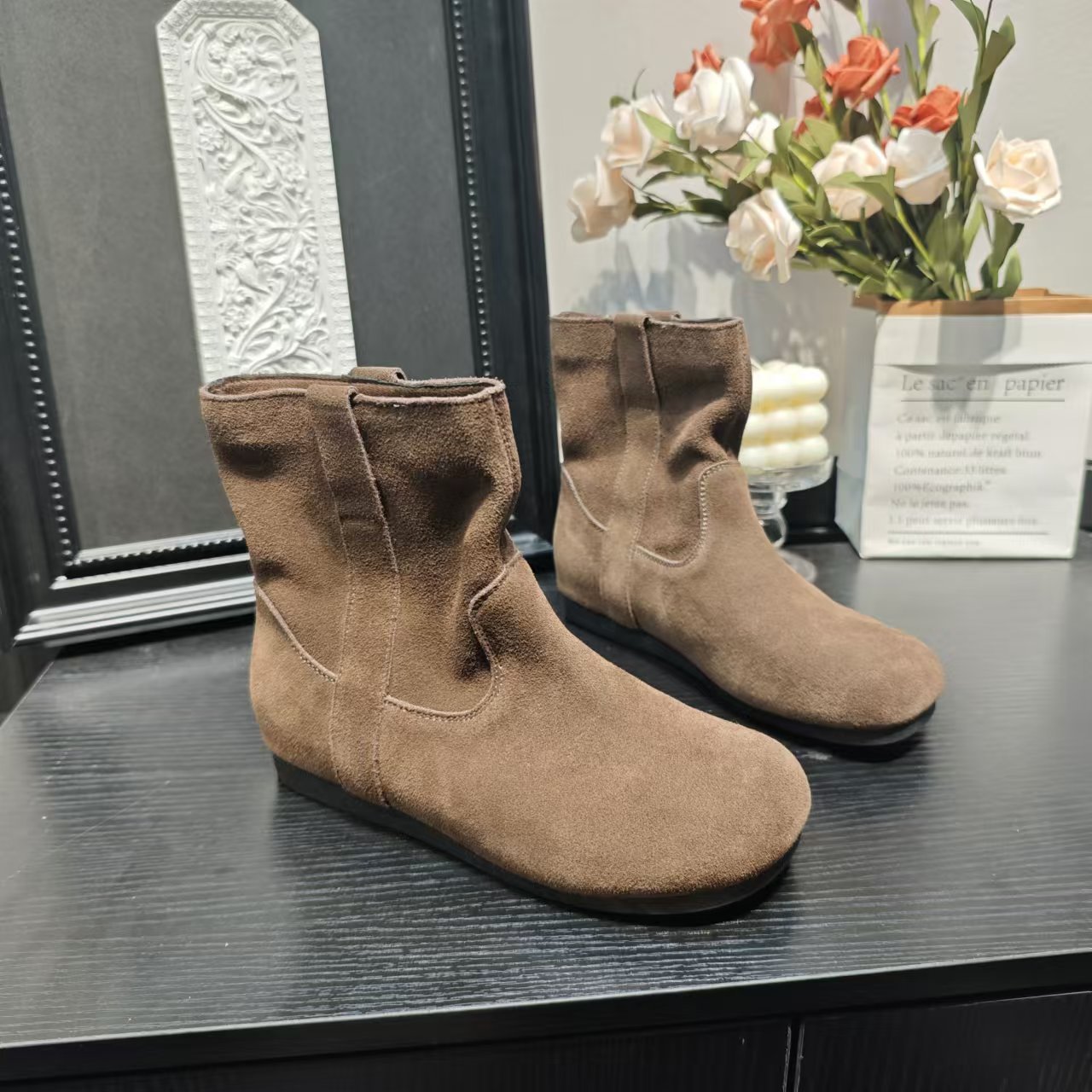 冬季新款百搭复古时尚女士马丁靴厚底增高瘦瘦靴子X检 6-535