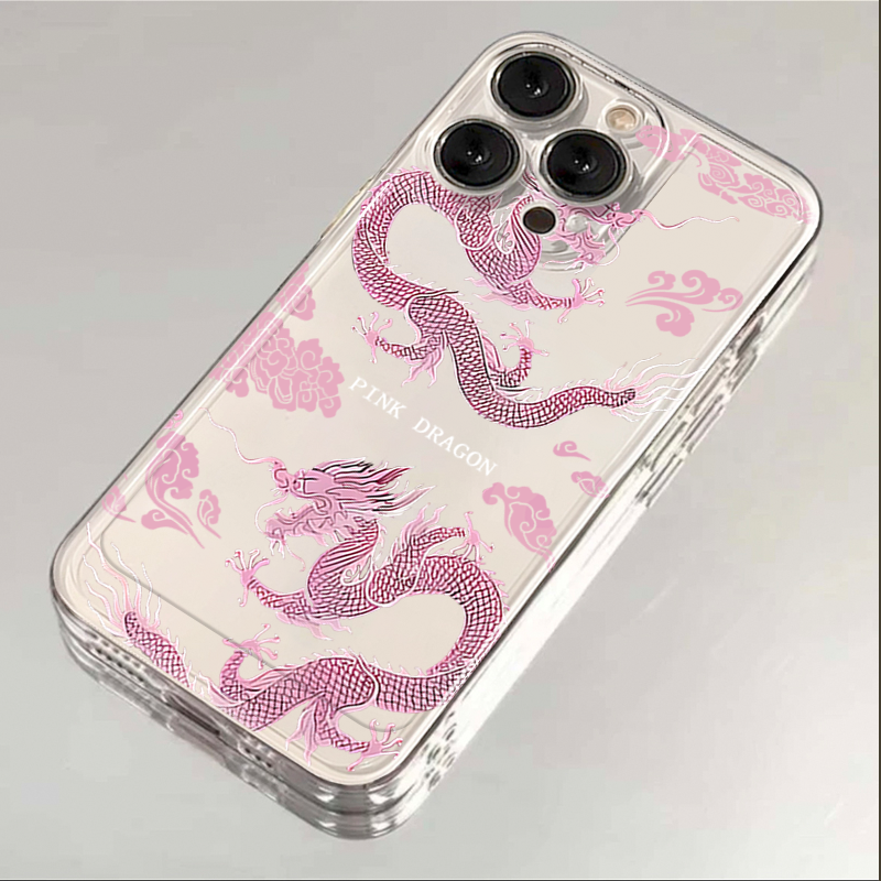 新年中国粉龙iphone15苹果手机壳14promax硅胶13pro透明12高级11