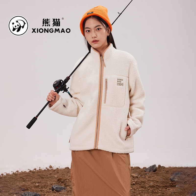 熊猫秋冬羊羔绒卫衣双面暖绒蓄热升温亲肤抓绒衣男女毛绒外套J606