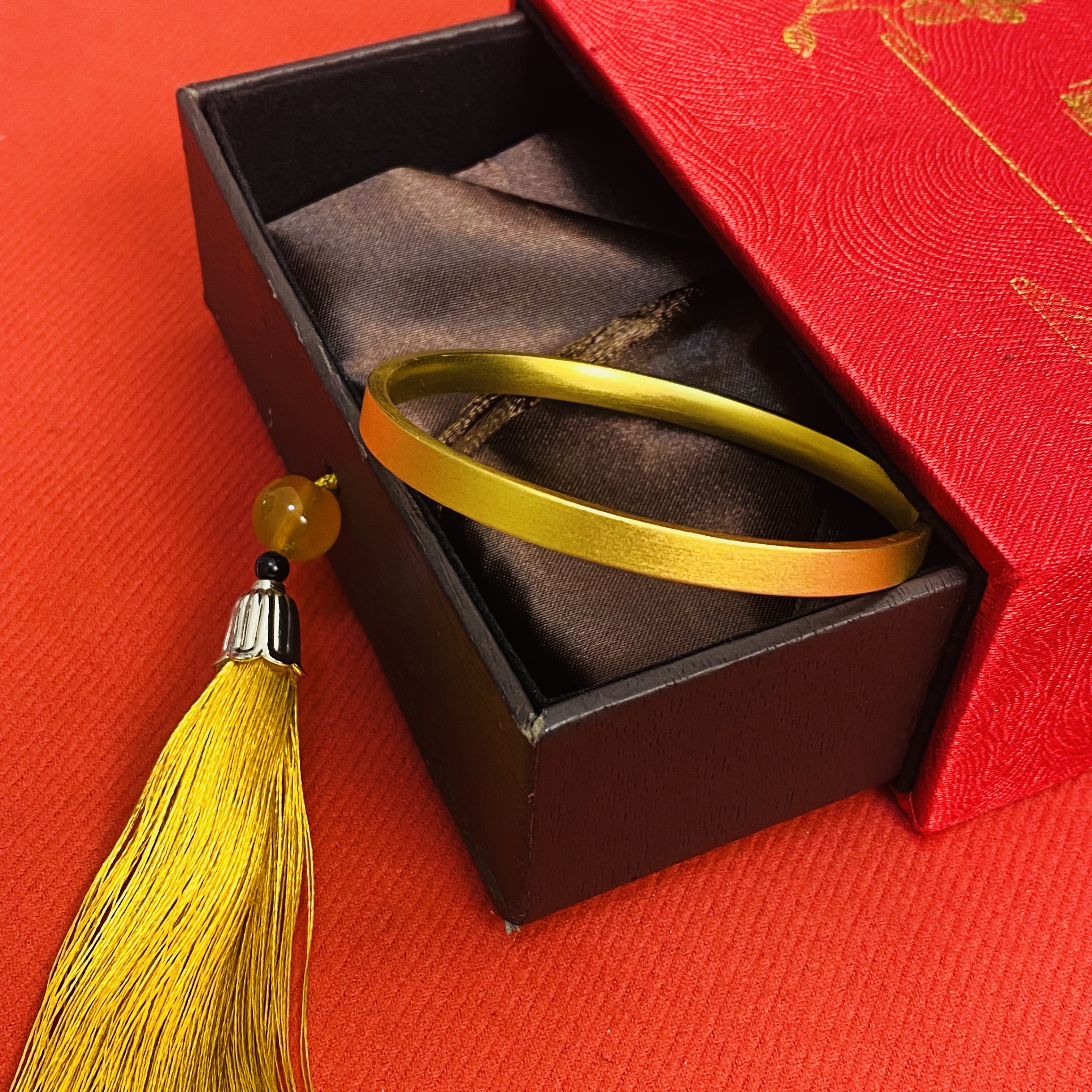 足银手镯 金包999足银女款古法传承磨砂平安无事手镯送女朋友老婆