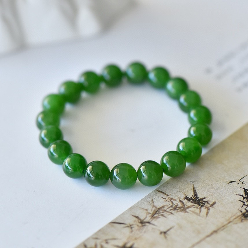 天然和田玉碧玉大圆珠手串约10