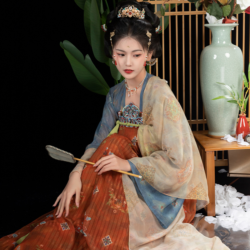 山迟汉服原创【楼兰】大全套敦煌唐制复原风显瘦齐胸襦裙上衫春夏