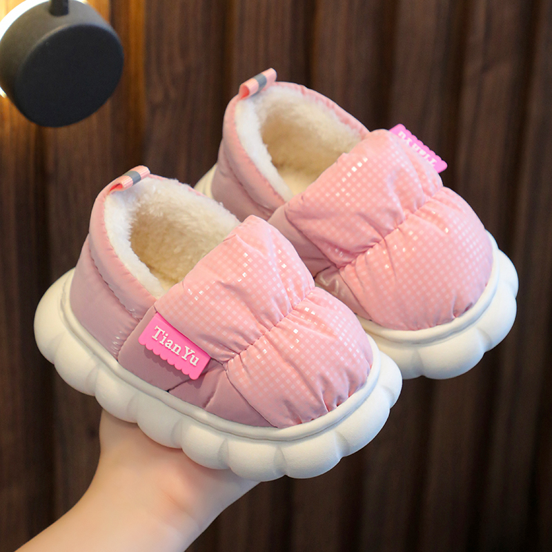 儿童棉鞋2023冬季男童婴幼儿宝宝棉鞋防水包跟毛毛女童小孩防滑新