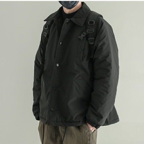 秋冬季外套加厚美式教练夹克棉袄工装棉衣潮牌轻薄复古棉服翻领