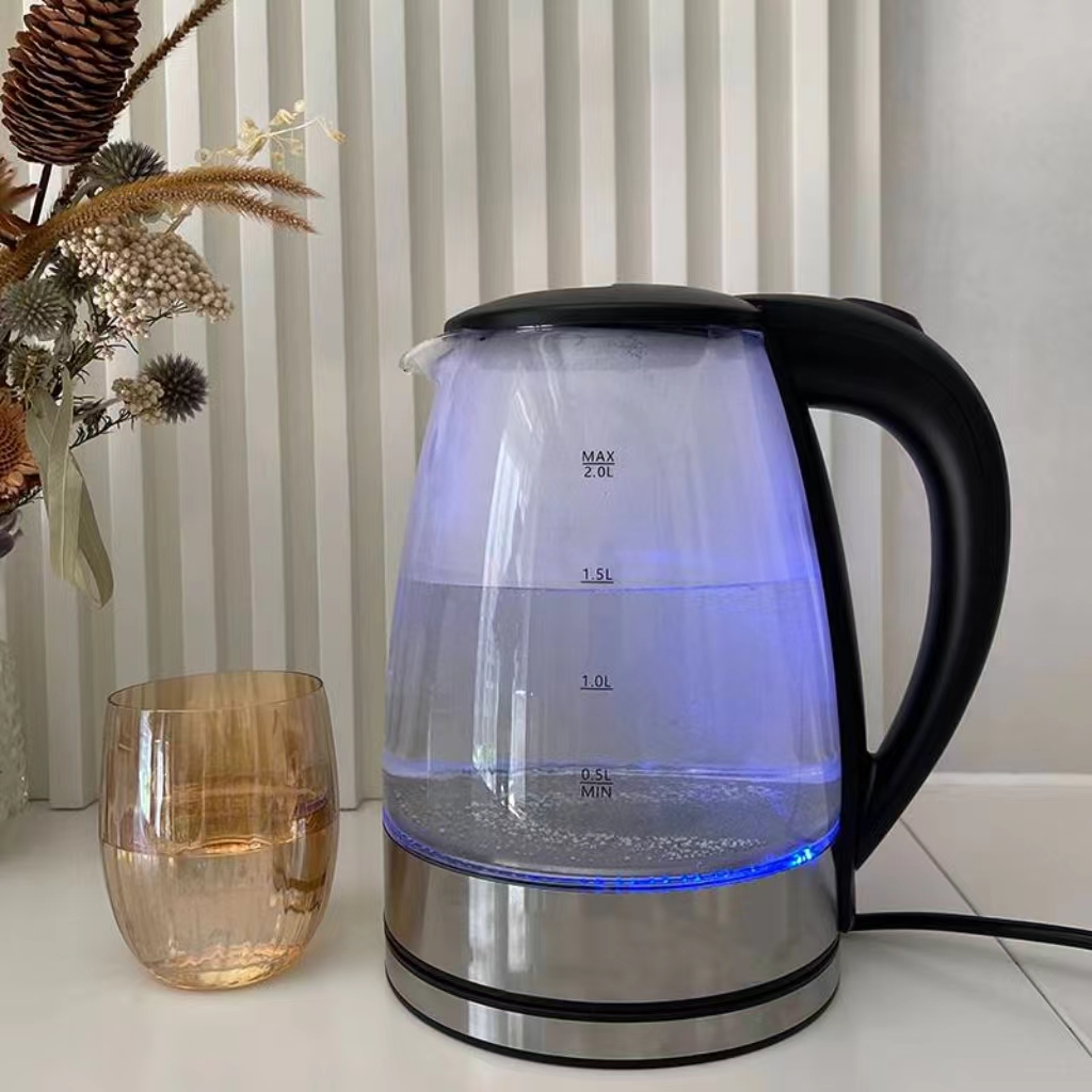 A449#高颜值大容量高硼硅玻璃蓝光烧水壶 2.0L