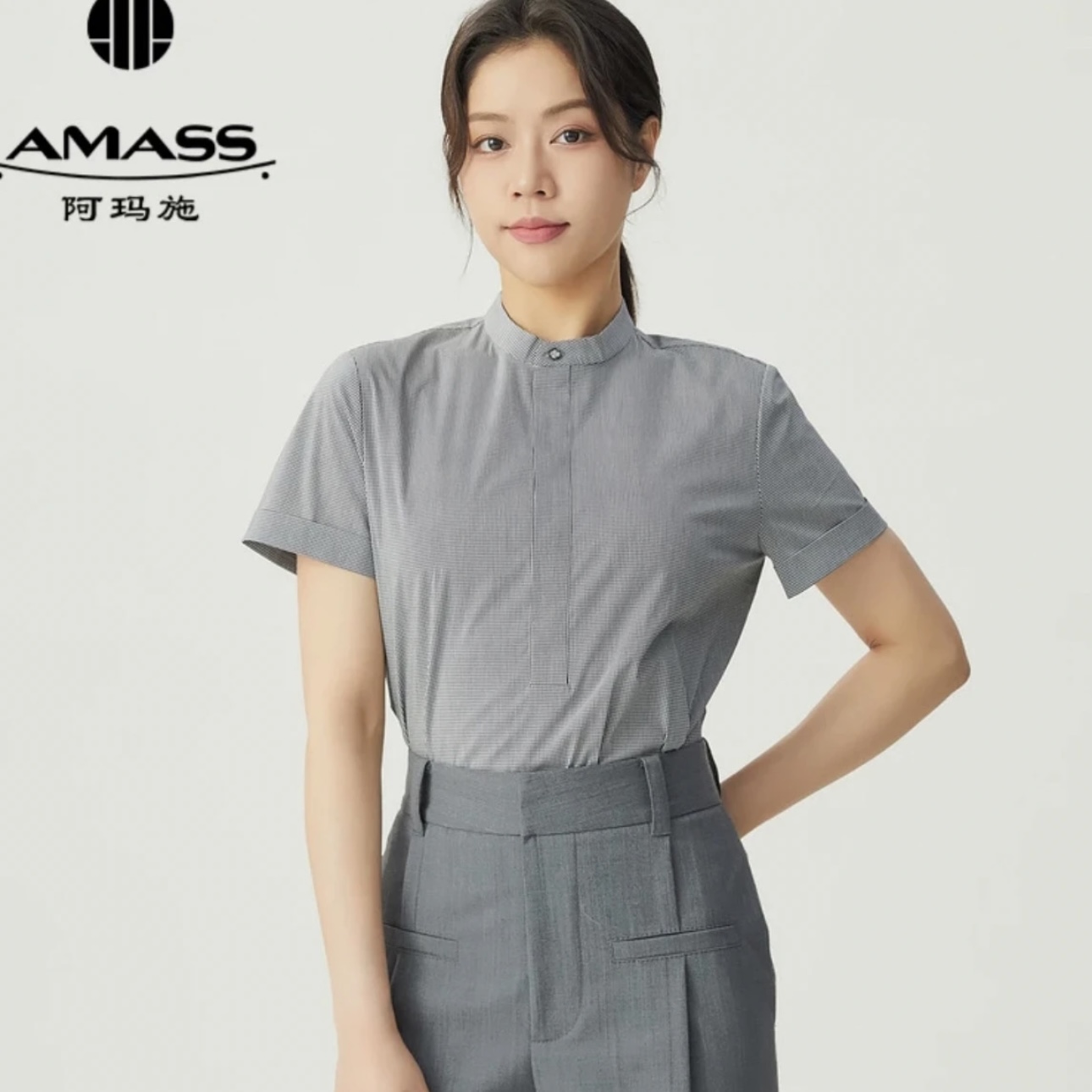 AMASS/阿玛施新款短袖5300484-M06511-001舒适时尚百搭显瘦休闲