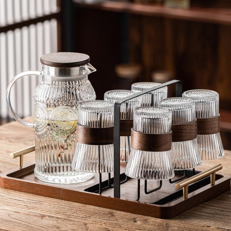 中式水杯家用套装客厅待客高颜值高级感玻璃花茶杯壶具喝水耐高温