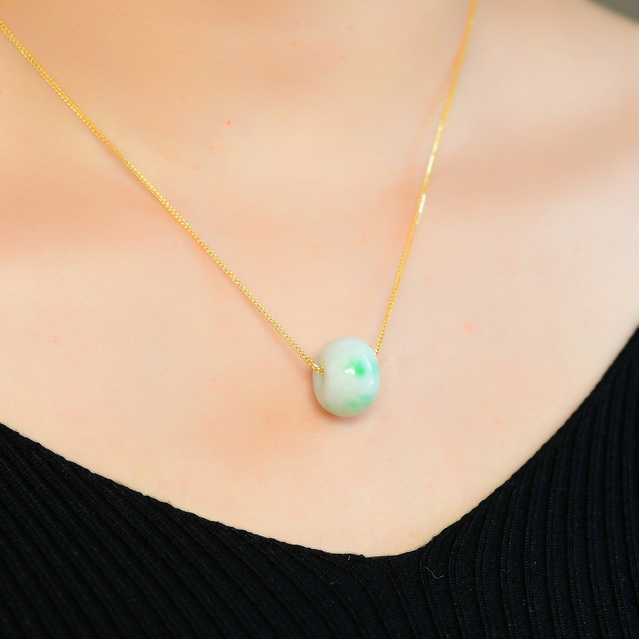 天然A货翡翠种水料奶油底飘绿花路路通轻奢精美简约气质时尚百搭