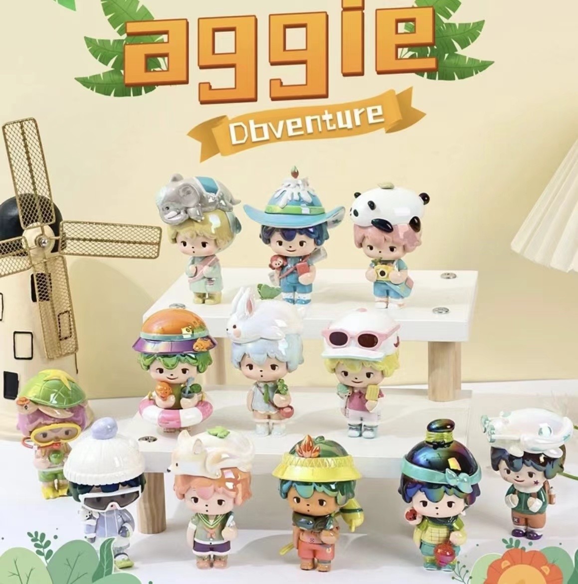 正版aggie 阿吉弟弟二代炫彩电镀版系列潮玩盲盒手办摆件多巴胺