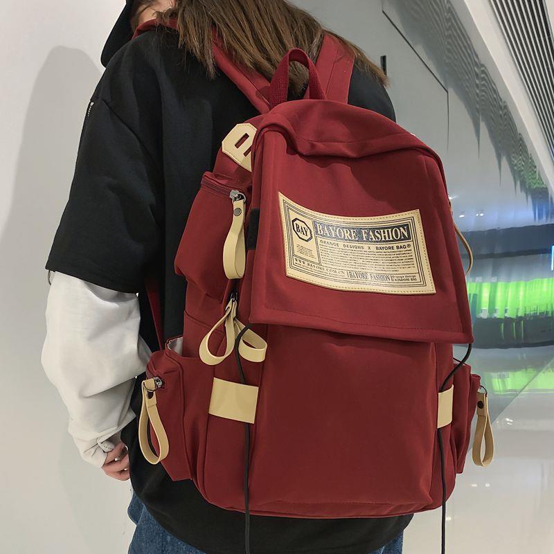 复古安踏踏实书包女韩版初中高中大学生背包原创设计感大容量双肩