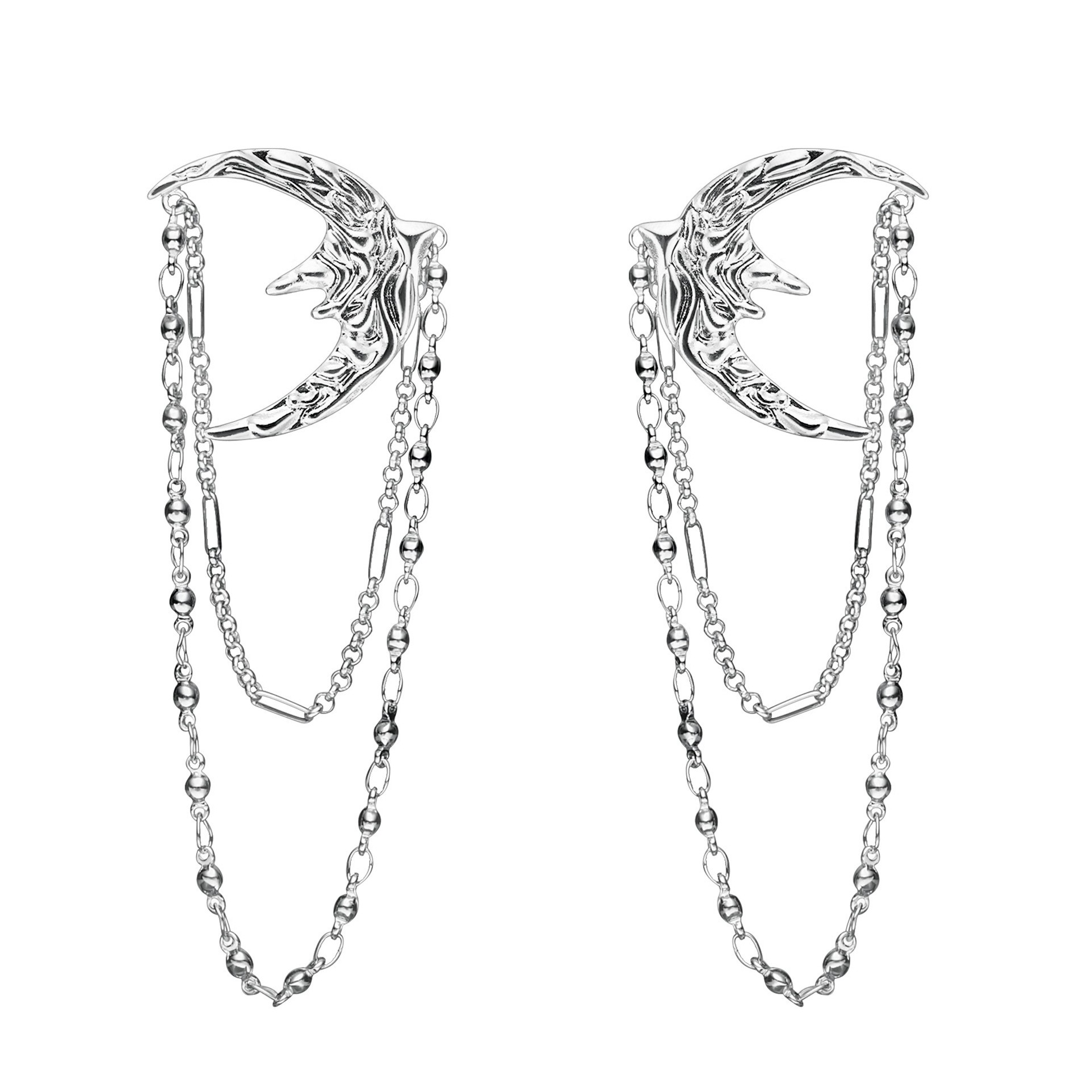 MAKIIMAKII 铜合金合成锆石耳饰 月见鸟链条耳环百搭气质简约设计