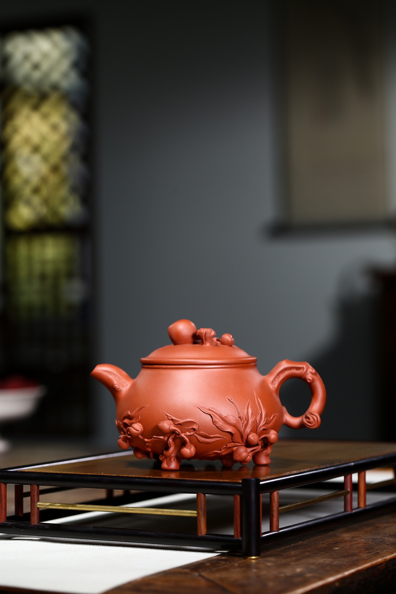 【正高工王林仙紫砂】桃情·半手工·红清水泥·400ml