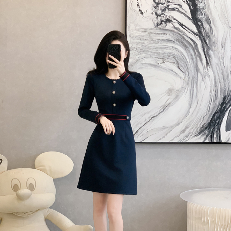 简约ol通勤正式场合气质连衣裙女秋冬季百搭中长款直筒裙子小个子