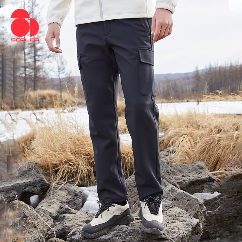SCALER/思凯乐户外男女工装裤直筒软壳防风耐磨登山裤F3914505