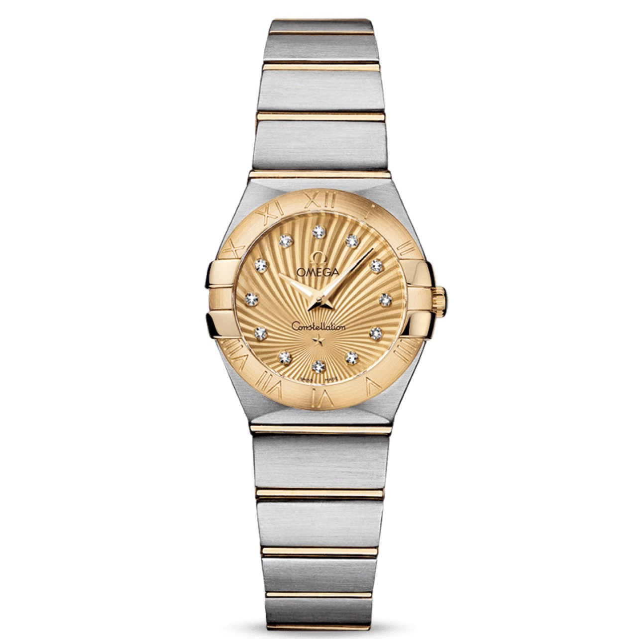 99新 Omega/欧米茄 星座全套/女表石英24mm/公价35100镶钻手表