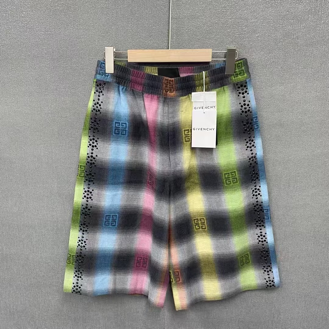 全新未使用 Givenchy/纪梵希 满印logo松紧腰直筒短裤/带吊48码