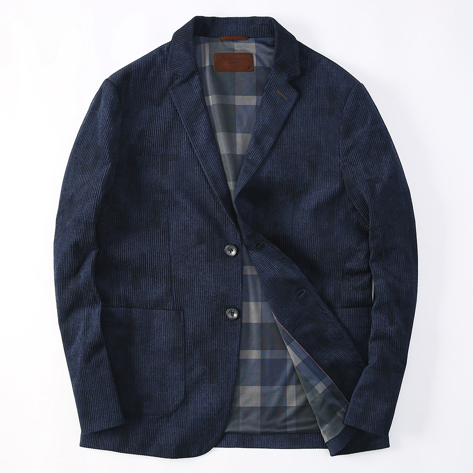 大捡漏柔软暗纹水洗灯芯绒西服秋男士商务休闲修身西装单西外套11