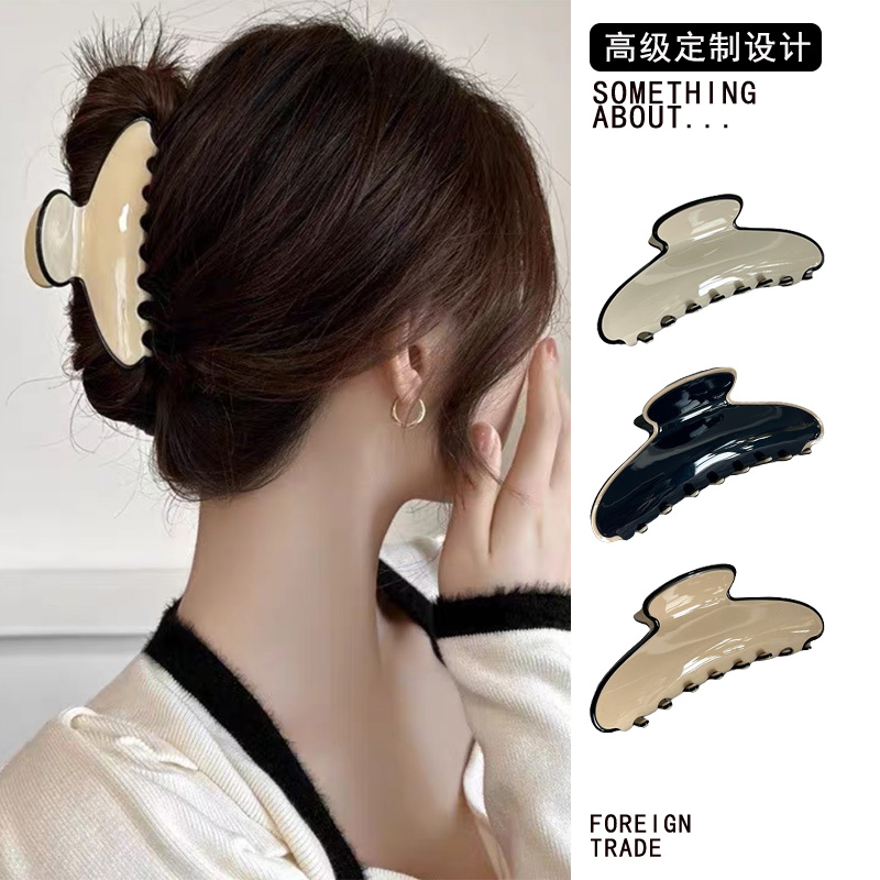 法式气质醋酸抓夹女中大号白色简约百搭发夹后脑勺抓夹高级感