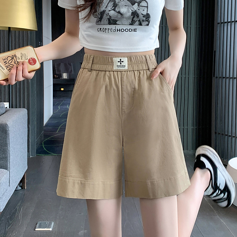 休闲短裤女外穿夏季薄款2025年新款高腰宽松显瘦松紧腰阔腿五分裤