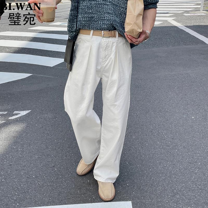 男士白色休闲裤2024新款春秋季韩版潮流百搭长裤简约直筒垂感ins