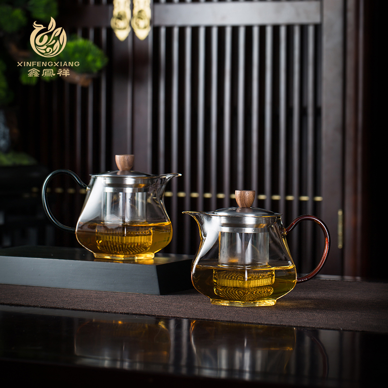 家用高档泡茶壶纯色防烫手工耐热煮茶壶大容量加厚玻璃功夫茶具