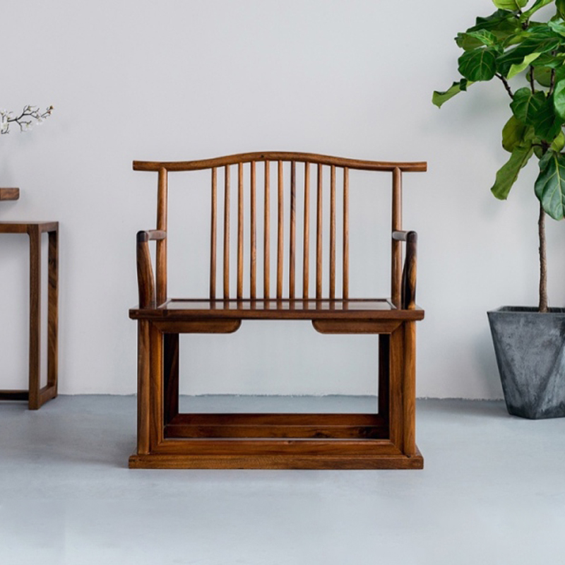 南美胡桃木梳韵大宝座主人椅茶椅实木椅靠背椅餐椅桌椅圈椅子家用