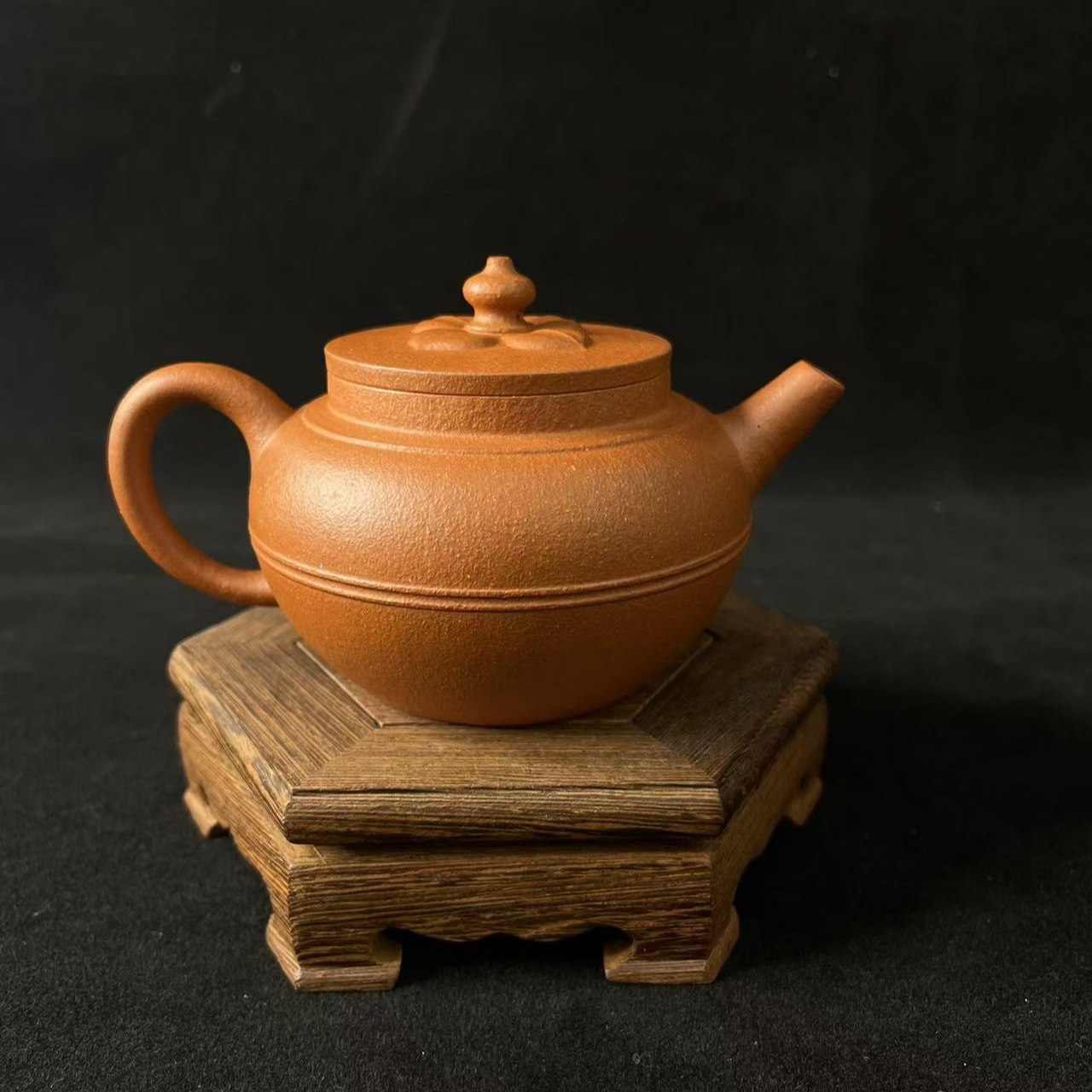 【恒砂】宜兴原矿红降坡精工半手莲灯壶150cc 手制宽口小容量精美
