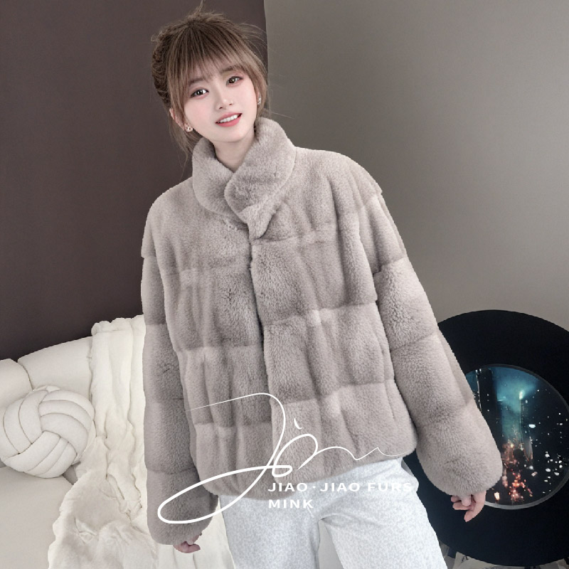 娇娇JIAOJIAO|冬季新款立领休闲水貂时尚短款外套