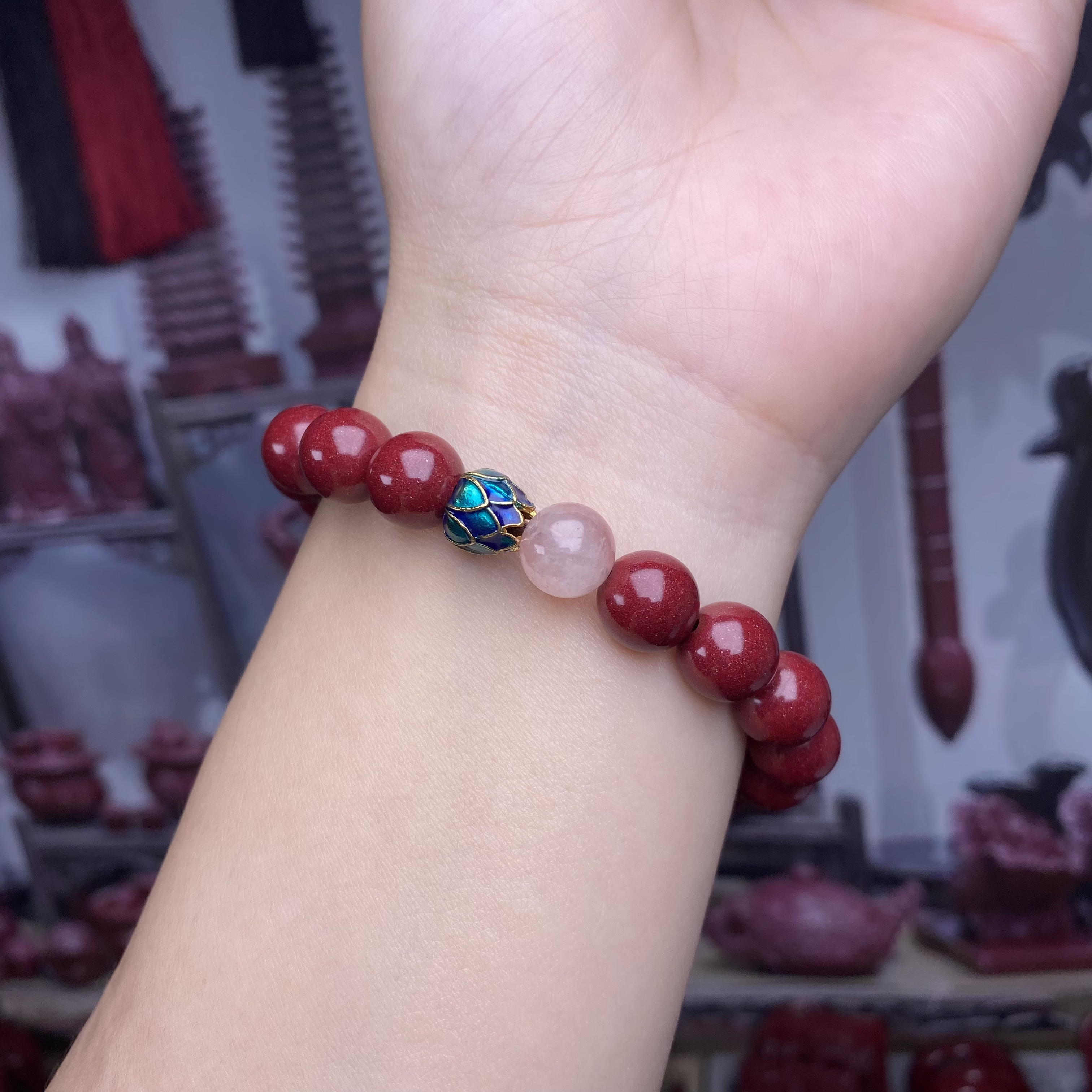 含辰砂工艺品【珍品朱砂】高含量《卡8莲花莲蓬手串多款》