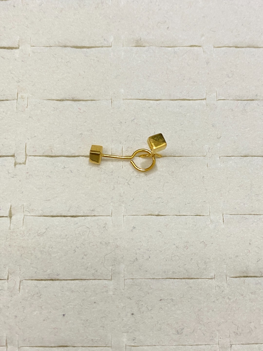 足金999方糖耳钩