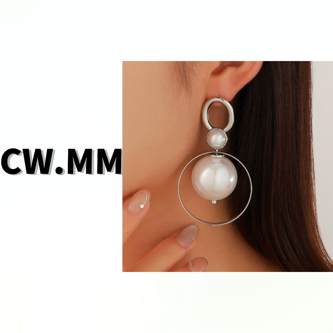 合金耳饰 CW.MM 法式圆形复古气质小众耳环