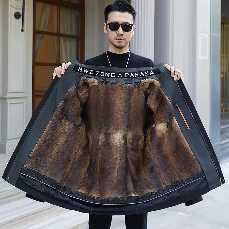 [宜裘世家】YQ1103男士时尚休闲青根貂内胆可拆卸冬季派克服（朵姐）