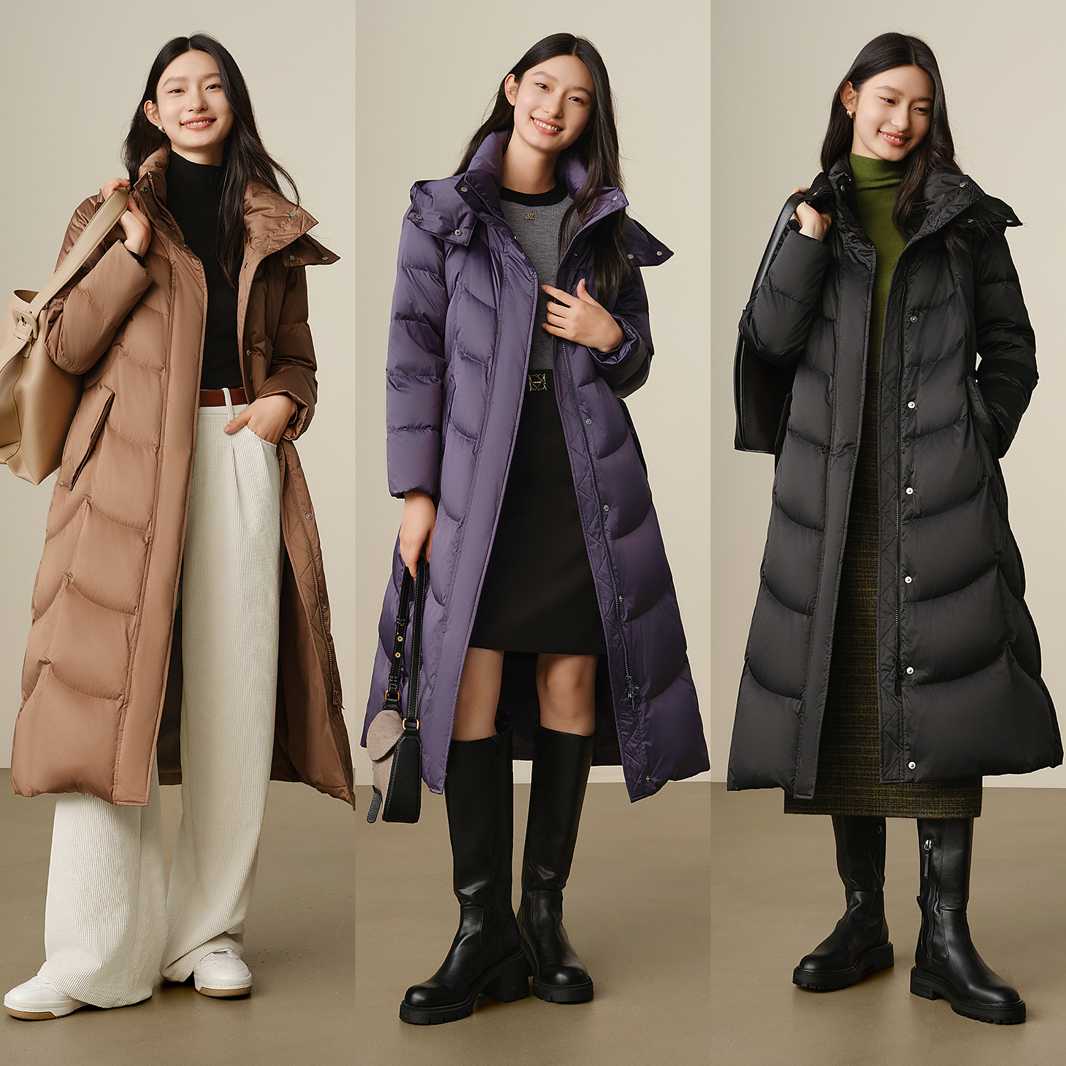 玖姿安娜蔻优雅收腰长款白鹅绒羽绒服冬季新款JTED03123