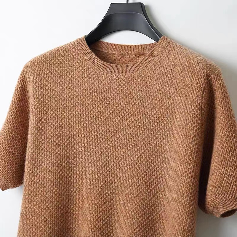 四季皆可用！短袖羊毛衫男圆领针织衫半袖毛衣打底衫商务休闲T恤