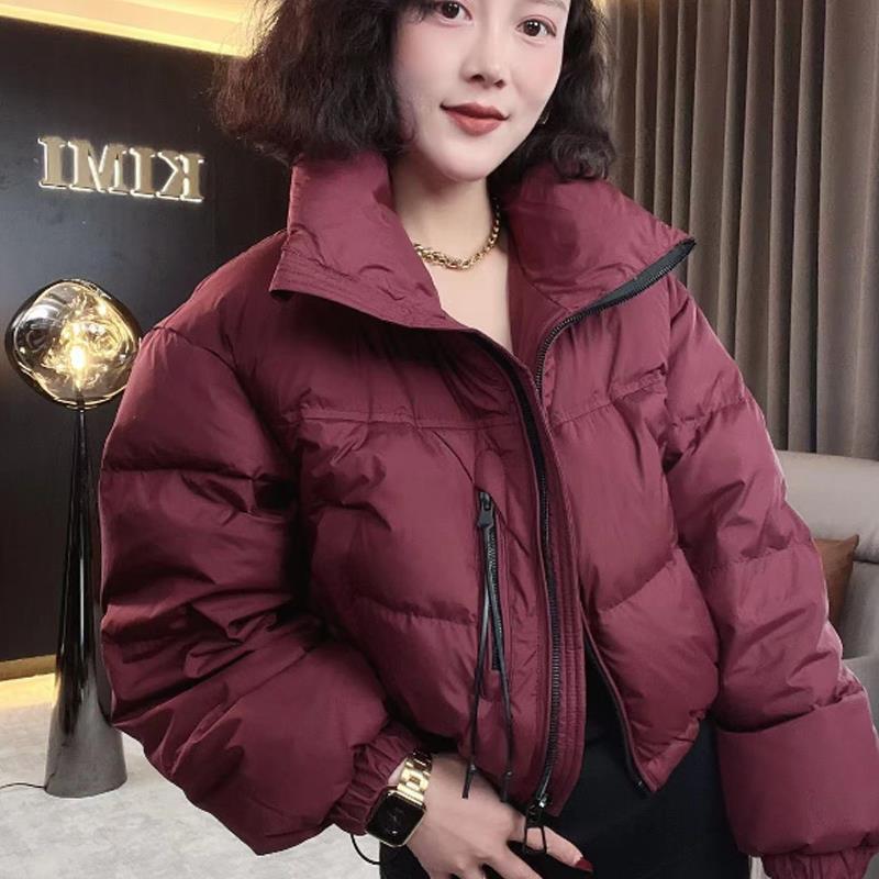 雅鹿时尚立领小短款羽绒棉服女2023冬季新款小个子加厚保暖面包服