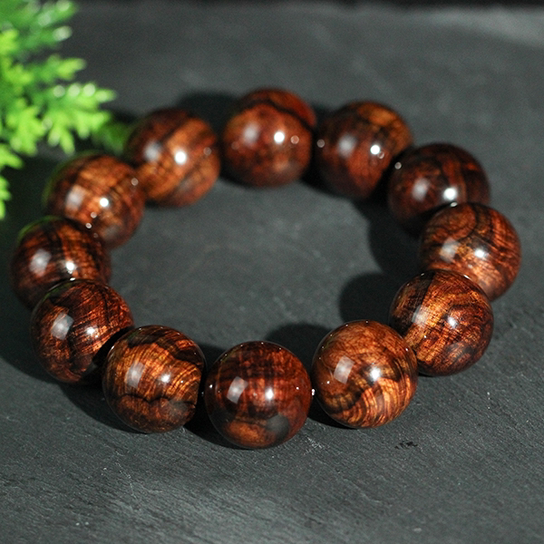 2.0爆水波 海南黄花梨手串 孤品 收藏级褶皱黑线爆满千层闪电水波