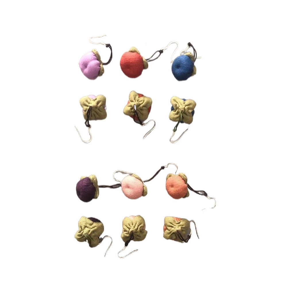 非金属布艺耳饰 秋冬新款 柿子耳环 布艺 耳坠时尚可爱小众手作